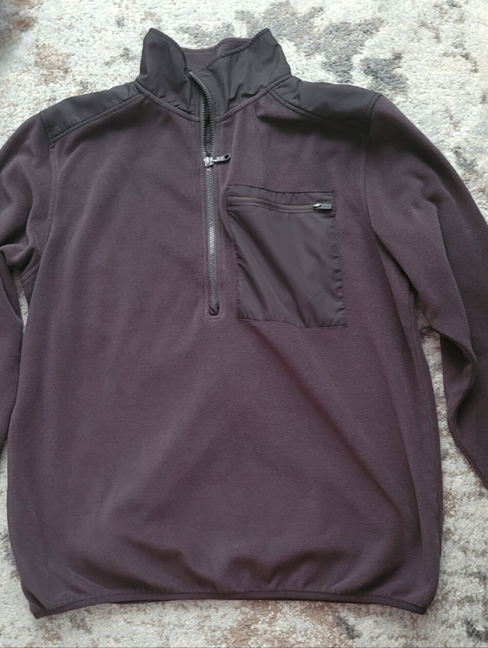 Jockey men’s fleece quarter zip pullover size L brown black chest pocket outdoor - Picture 2 of 5